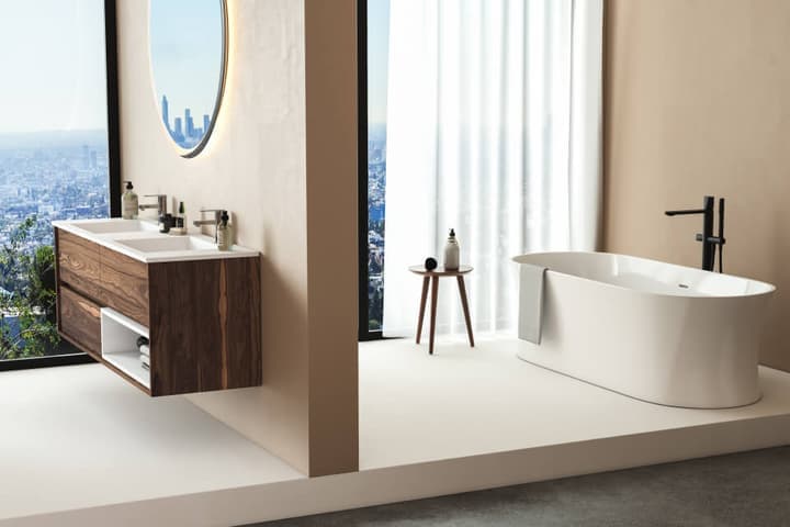 Bathroom with a freestanding tub