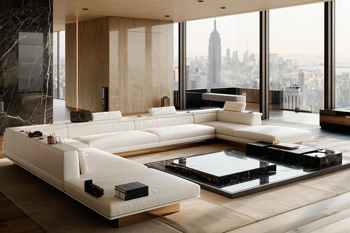 Living room with city views