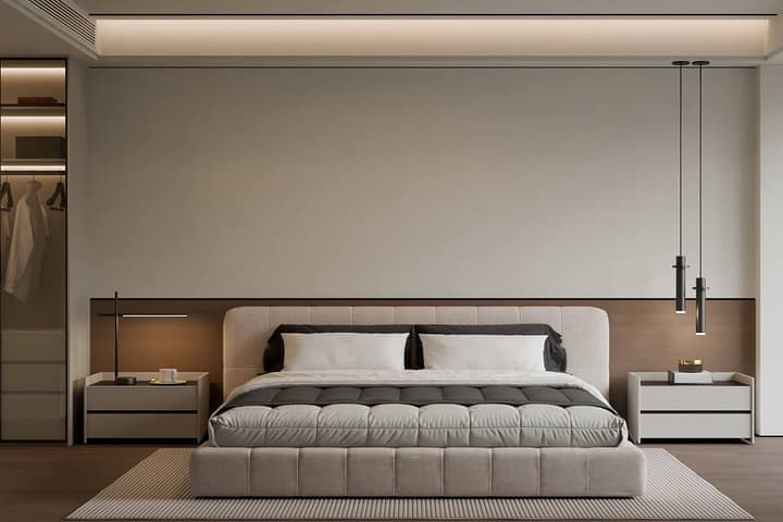 Calm, minimal bedroom